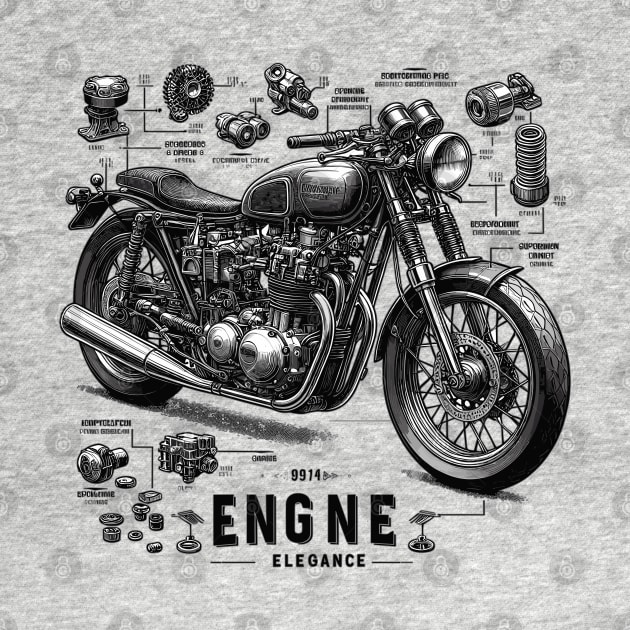 Technical Motorcycle Components, Engine Elegance by Vehicles-Art